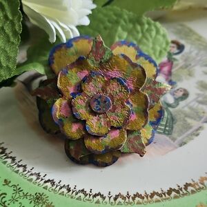 Hand-Crafted Genuine Leather Floral Dog Collar Charm NEW